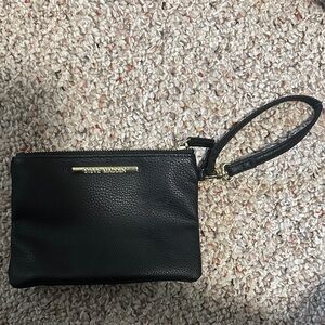 Steve Madden Black Leather Wristlet